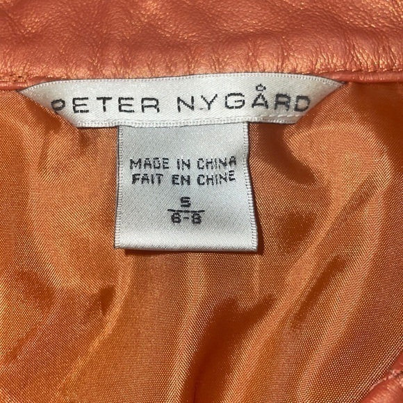 Peter Nygard‎ Womens Jacket Bronze Color Leather Embroidered Front Size Small - Picture 2 of 7